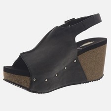 Volatile Divison Faux Leather Wedge Sandals