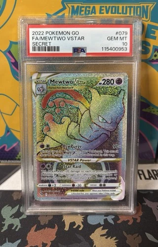 PSA 10 Mewtwo VSTAR 079/078 Pokemon GO 2022 Rainbow Secret Rare Holo Full Art