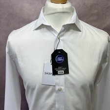 SKOPES White Slim Fit Button Cuff Formal Shirt 16  - 42  Chest NEW