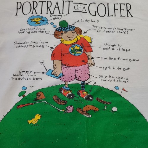 T-shirt vintage ritratto di un golfista XL punto singolo made USA cartoni animati schermo stelle - Foto 3 di 7