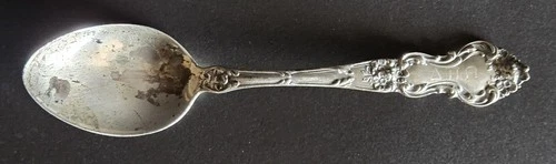 Wallace Meadow Rose 1907 Sterling Silver Teaspoon, Delta Pi Omega Sorority