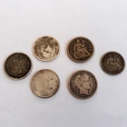 LOT OF 3 BARBER, 2 SEATED LIBERTY DIMES & 1 SEATED HALF DIME