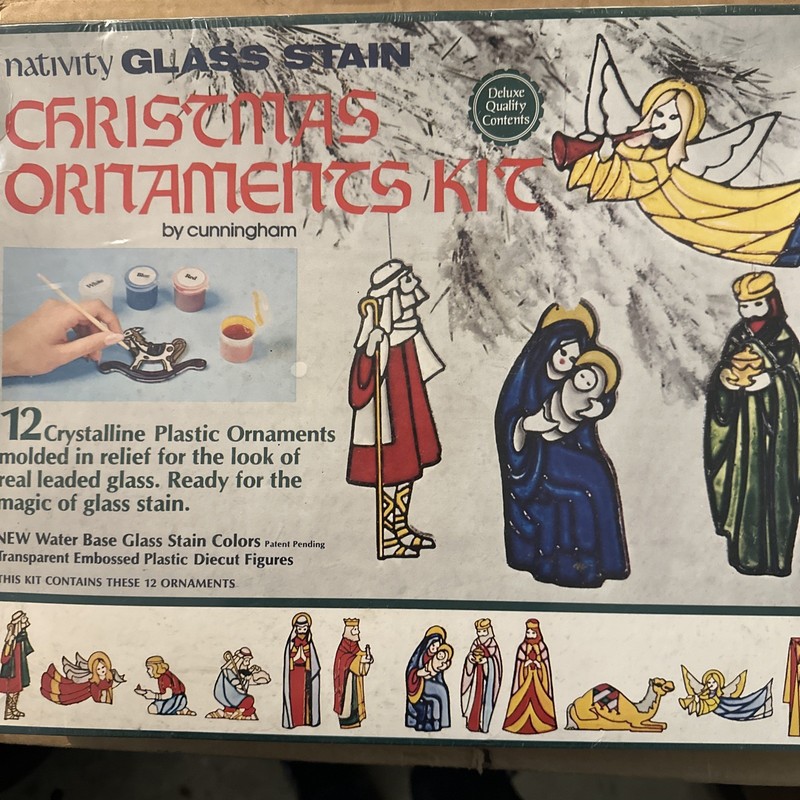 Vintage Nativity Glass Stain Paintable Christmas Ornaments Kit by Cunningham