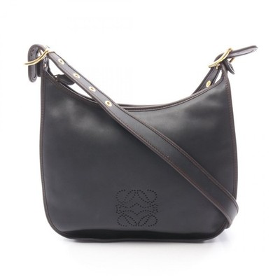 LOEWE Sophia Anagram Shoulder Crossbody Bag leather Black Brown Used Women