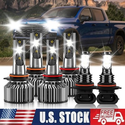 LED Headlight Combo Hi/Low+Fog Light Bulb For Chevry Silverado 1500 HD 2003-06