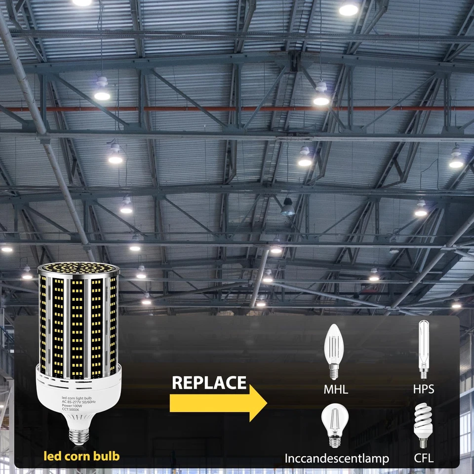 250W 2 pack LED Corn Light Bulb,(2500W Equivalent )Commercial Grade 36500LM D... - Image 4 of 4