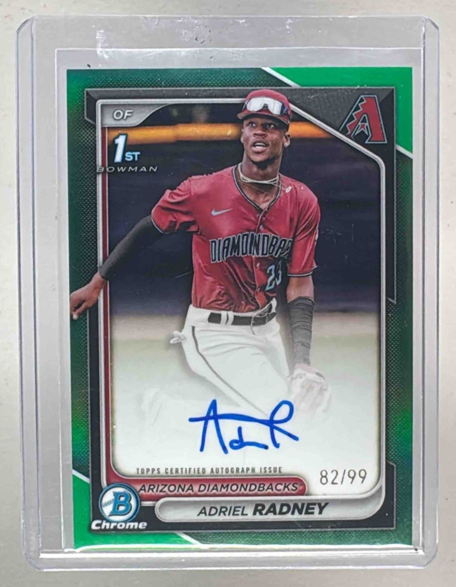 Adriel Radney 2024 Bowman Chrome #CPA-AR Green Refractor Auto 1st RC /99