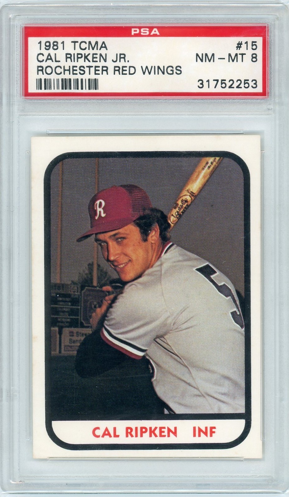 1981 TCMA ROCHESTER RED WINGS #15 CAL RIPKEN JR. PSA 8