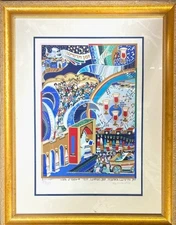 RAPHAEL ABECASSIS "SHAVUOT" SERIGRAPH ON PAPER HAND SIGNED & NUMBERED FRAMED COA