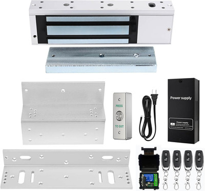 Door Access Control System 1200Lbs Magnetic Lock Kit with ZL Bracket 4 Remote Co
