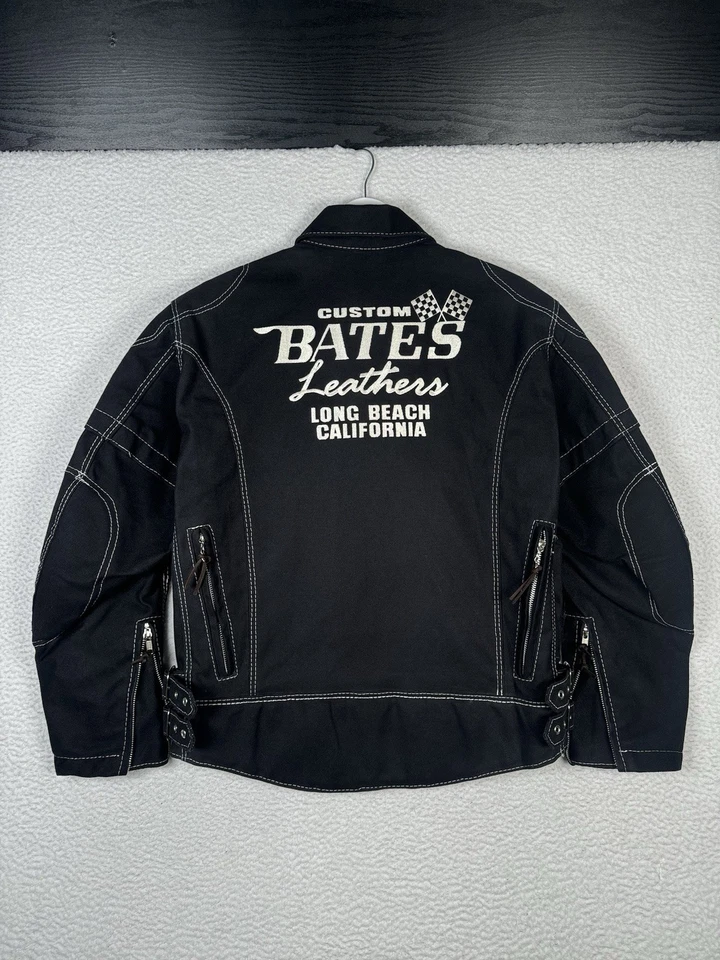 Chaqueta de motocicleta BATES California negra de lona de algodón ventilada/acolchada talla M Foto 2 de 4