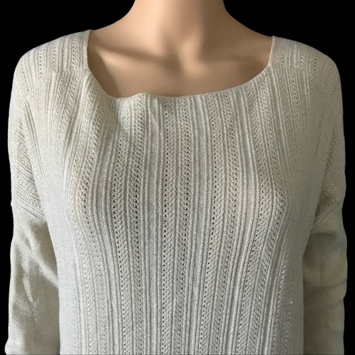 NEU Derek Lam 10 Crossby Elfenbein Metallic Struktur Lurex Crossover Strick Top S - Bild 4 von 9