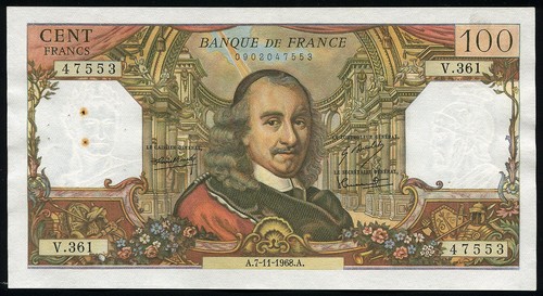 France - 100 Cent Francs Banknote 7-11-1968 - P-149c Pierre Corneille (XF)
