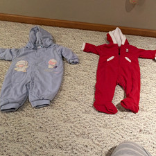 Carter's Red Fleece Hooded Zip Coverall One-Piece 6 Months Winter Holiday