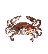 Crab-shaped Brooch with a polished silver-tone finish detailed sea-life design.