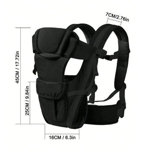 Black Infant Baby Carrier Breathable Ergonomic Adjustable Wrap Sling Backpack - - Image 4 of 4