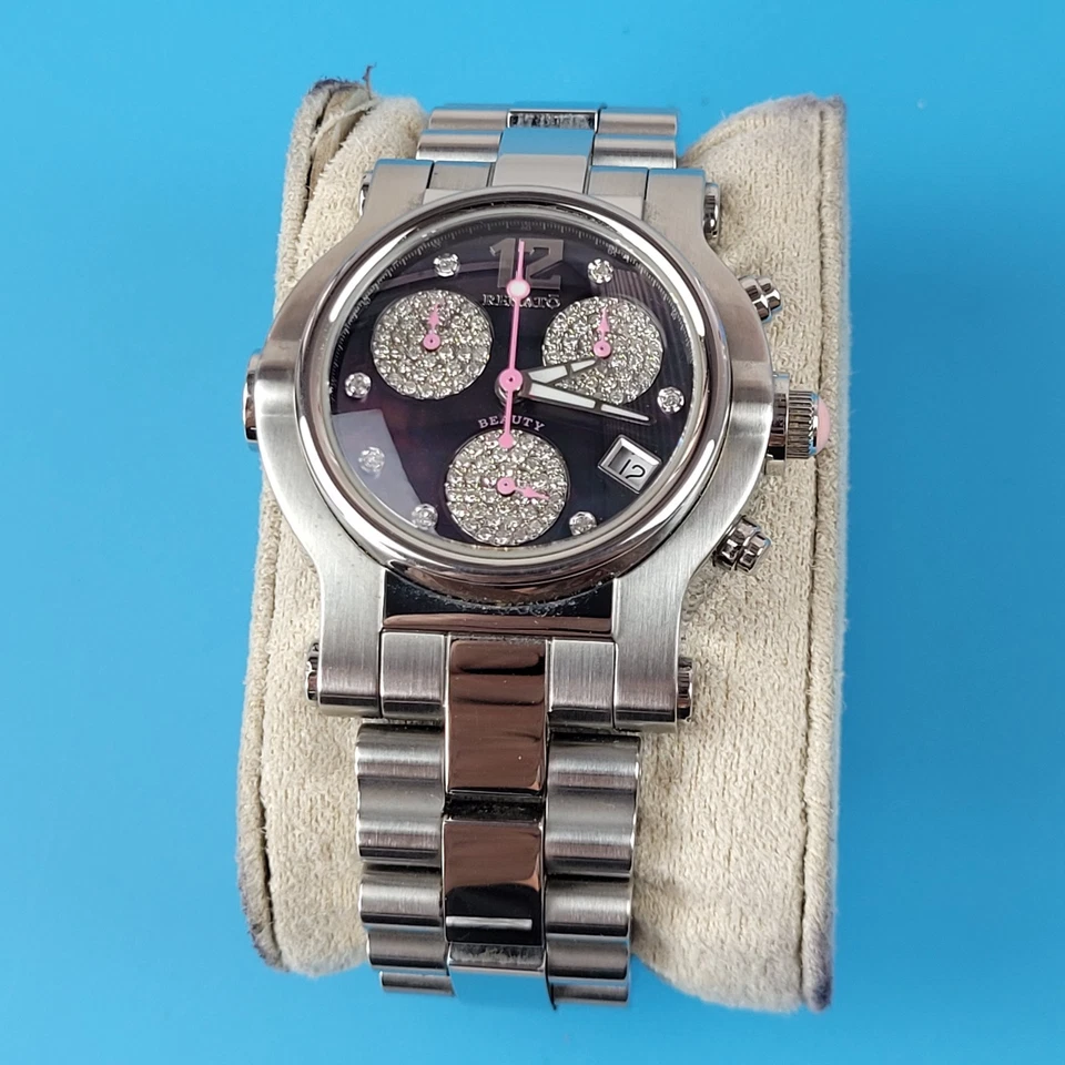 Reloj suizo Renato Beauty diamante cronógrafo esfera negra mop G15211 Foto 2 de 4