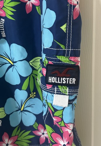 Hollister Mens XL Blue Tropical Floral Cargo Board Shorts 9” - Picture 4 of 9