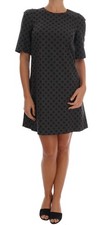 Dolce & Gabbana Gray Polka Dotted Wool Stretch Women's Dress Authentic