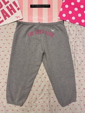 VS PINK VINTAGE Y2K 2006 SWEATPANTS GRAY PHI BETA PINK CREST DOG PUP RARE HTF LG
