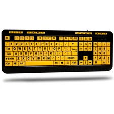 Adesso AKB-132UY - Luminous 4 X Large Print Multimedia Desktop USB Keyboard, ...