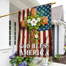 God Bless America Christian Cross American Garden Flag, Double-sided Flag