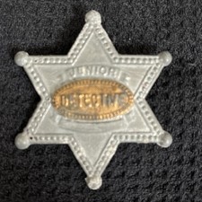 Vintage 1950&rsquo;s  Metal Junior Detective 6 Point Star Badge