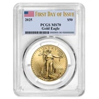 2025 $50 American Gold Eagle 1 oz PCGS MS70 FDOI Flag Label