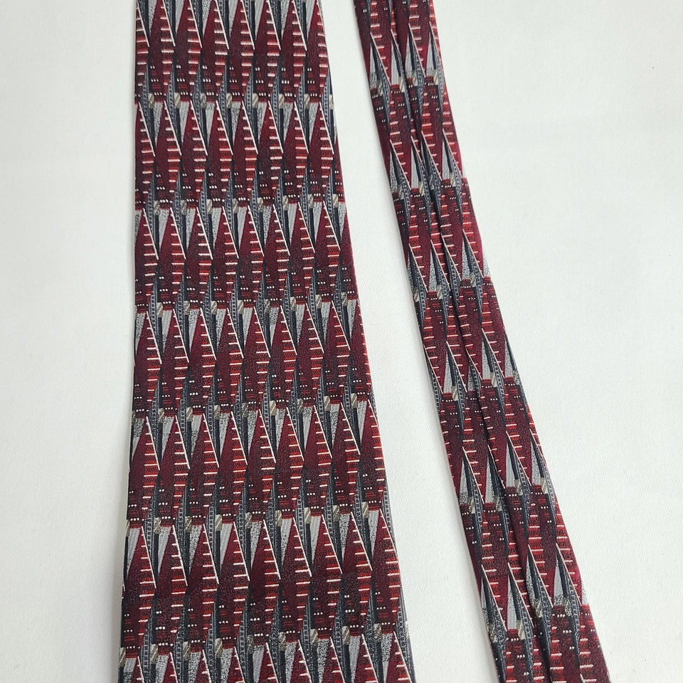 Corbata Stafford Executive 100 % seda hecha en Italia roja geométrica Foto 3 de 4