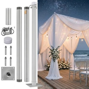 Shade Sail Pole 8Ft Backyard with Pole Bracket Clamp Powder Awning Deck Patio