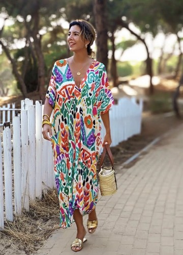 ZARA WOMEN SS22 MIDI PRINTED TUNIC DRESS MULTICOLORED SIZE S,XL,2XL  4043/100 NWT | eBay