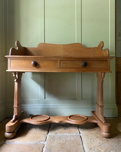 Antique Victorian Solid Pine Washstand Vanity Unit Dressing Table Desk Console - Picture 3 of 12