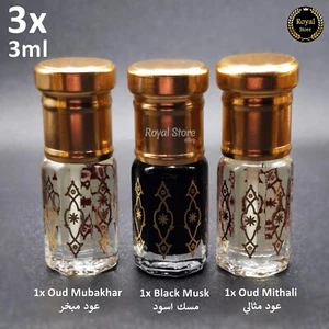 3x Huile de parfum arabe Musque noir 3ml Oud Mithali Mubakhar مسш عود 简سودOFEER