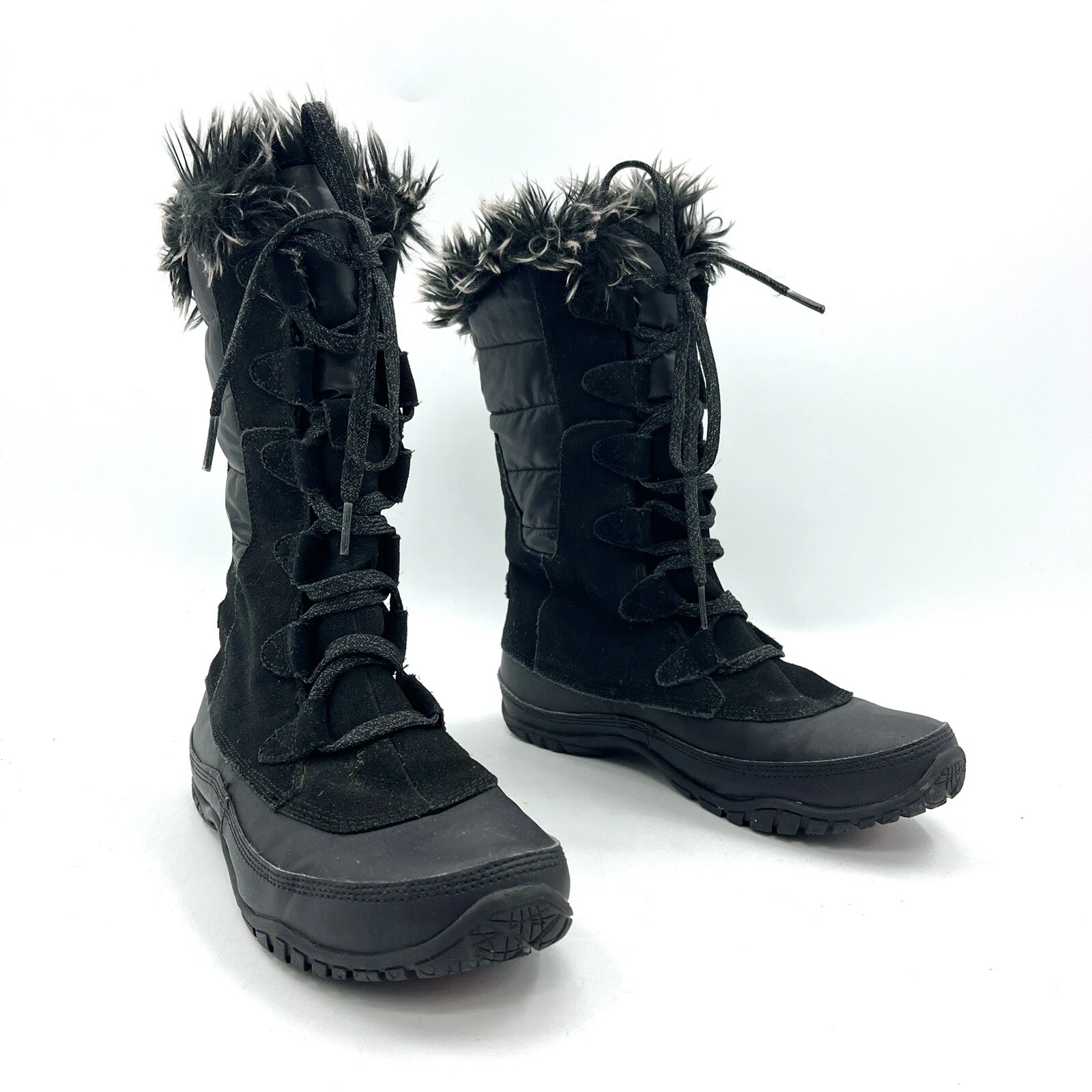 The North Face Black Leather Waterproof Winter Snow Boots Women's Size 7