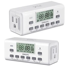 Outlet Timer 2 Pack Digital Timer with Dual Outlets 7 Day Programmable Indoor...