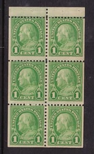 1927 Franklin 1c green Sc 632a booklet pane MNH full original gum (HK