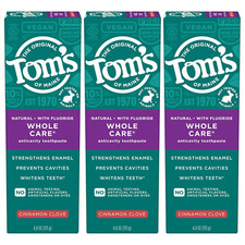 Whole Care Natural Toothpaste with Fluoride, Cinnamon Clove, 4.0 oz. 3-Pack Pac