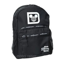 Disney Parks Walt Disney World Logo Backpack Large 17" Black Shoulder Bag