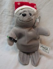 Coca-Cola COKE CUTE SEAL WITH SNOWFLAKE HAT 8" Bean Bag STUFFED ANIMAL Toy NEW