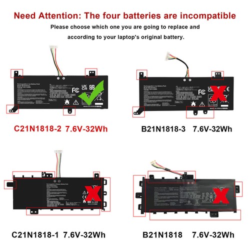 B21N1818-2 C21N1818-2 Battery For Asus VivoBook 14 F412 F412FA A412 X412 R424DA - Picture 2 of 17