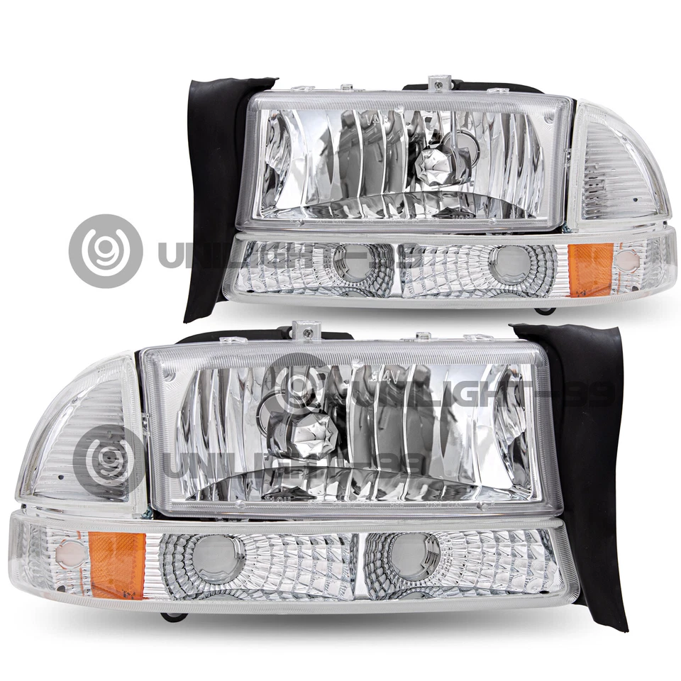 For 1997-2004 Dodge Dakota 1998-2003 Dodge Durango Chrome Headlights Left&Right - Image 2 of 4