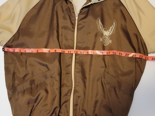 VTG 70's Vintage Harley Davidson Track Jacket MADE IN USA Brown/Cream Mens Small - Picture 10 of 15