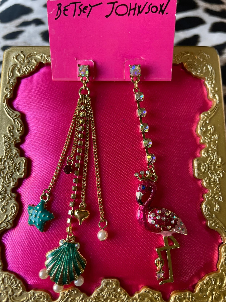 Betsey Johnson Vintage Jewels Of The Sea Pink Flamingo Clam AB
