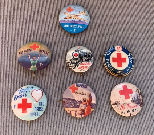 WW2 Australian Red Cross Pin Back Badges x7 WWII Australia Badges E5 ...