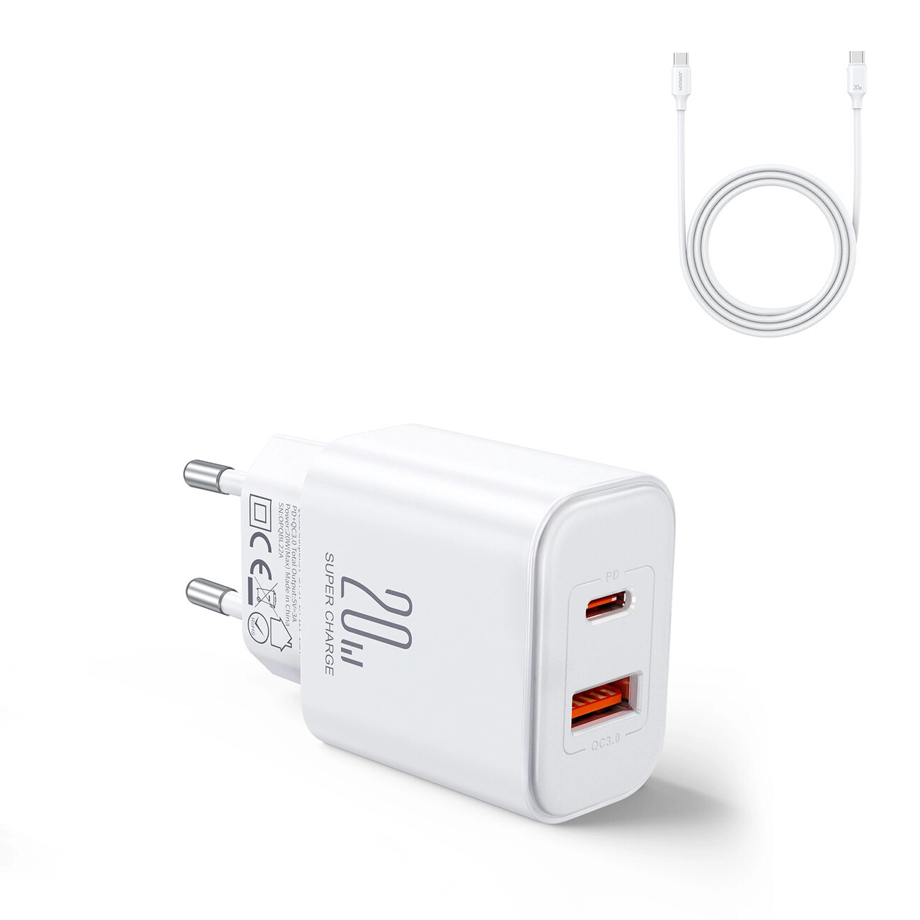 Ladegerät EU JR-TCF05 20 Вт USB-A USB-C + USB-C-Кабель в Вайссе