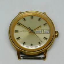 Vintage Timex Gold Tone Case Wind-up Analog Men's Watch