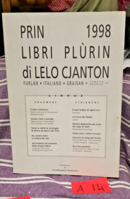 Prin 1998. Bücher Plùrin von Lelo Cjanton - Fiuliano - Venetien - Deutsch