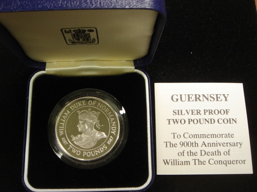 1987 Guernsey RoyalMint Sterlingsilber 2-Pfund-Münze William der Eroberer