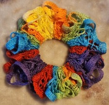 Pride Rainbow Crochet Hair Scrunchie LGBTQ Handmade Pony Tail Holder Ruffle