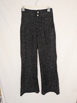 Cider Tweed Mid Waist Wide Leg Trousers (black & white) Perfect For Work/Formals